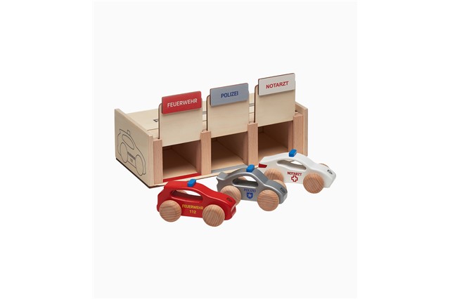 Utility Vehicle Set, Wood, blue, red, white, natural