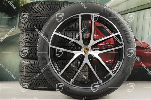 20-inch "Macan S" winter wheels set, rims 9J x 20 ET26 + 10J x 20 ET19, Michelin winter tyres 265/45 R 20 + 295/40 R 20, black high gloss, with TPMS