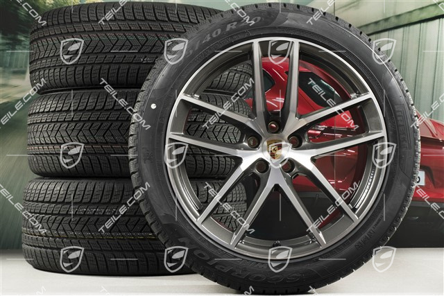 20-inch "Macan S" winter wheels set, rims 9J x 20 ET26 + 10J x 20 ET19, Pirelli winter tyres 265/45 R 20 + 295/40 R 20, titanium dark/burnished, with TPMS