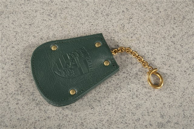 Key case, REUTTER logo + Porsche crest, leather, dark green
