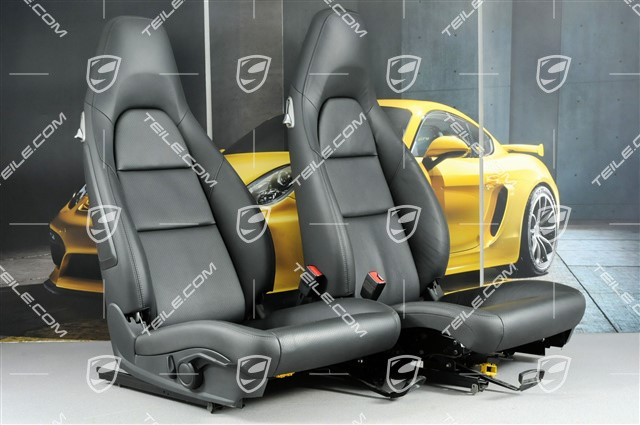 Seats, manual adjustment, heated, leather/leatherette, black, set (L+R)