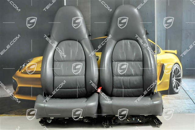 Seats, el adjustable, heating, Lumbar, leather, Space grey, set (L+R)