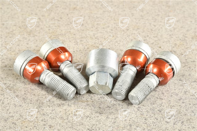 Anti-theft protection set, silver, wheel bolt + adapter