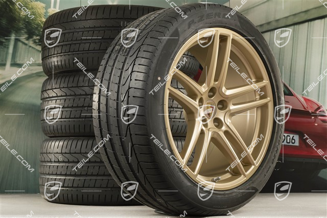 20-inch Turbo summer wheels set, rims 9J x 20 ET26 + 10J x 20 ET19 + NEW Pirelli summer tyres 265/45 R20 + 295/40 R20, Aurum, with TPMS