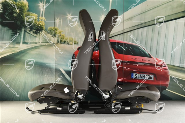 Seats, el. adjustable, leather, agate grey, set, L+R