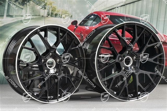 20+21-inch wheel rim set RS Spyder, rims: front 8,5J x 20 ET53 + rear 11,J x 21 ET67, black high gloss