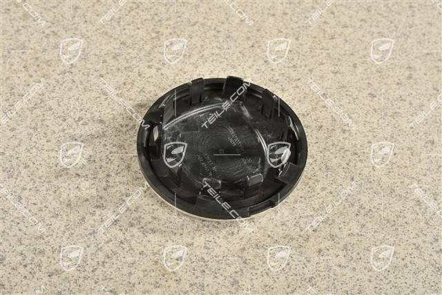 Wheel hub cap, black satin matt / crest silver
