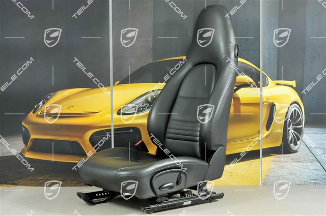 Seat, manual adjustable, leather/Leatherette, Black, L