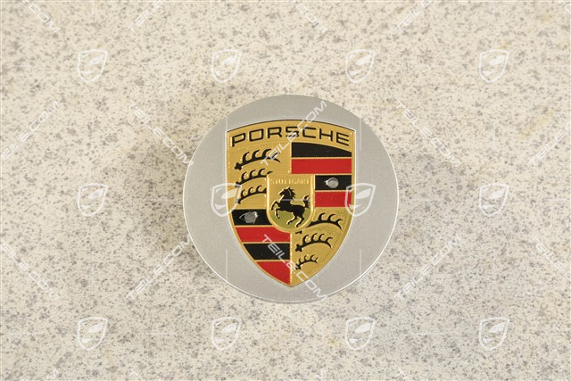 Hub cap, concave, coloured crest, Brilliant Chrome