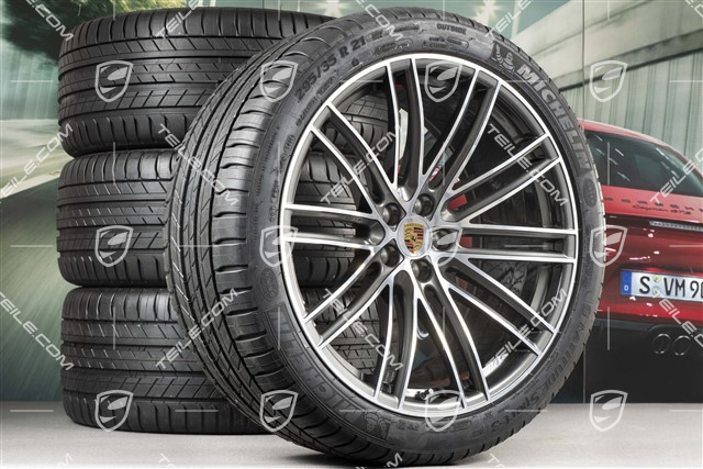 21" Turbo IV Design summer wheel set, wheel rims 9,5J x 21 ET27 + 10J x 21 ET19 + Michelin summer tyres 265/40 R21 + 295/35 R21, with TPM