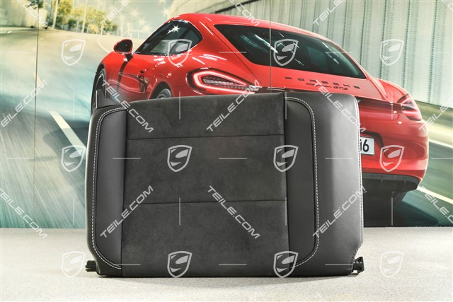 Cabrio / Targa GTS, Back seat backrest, Rear, Leather / Alcantara , Black with Rhodium stitching, L