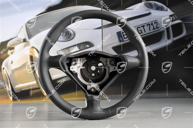 3-spoke steering wheel, black leather 3-spoke steering wheel, black leather