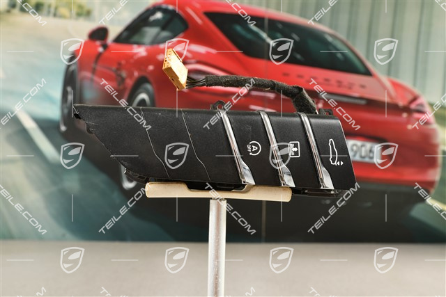 Control panel / switchboard / Keypad, start and stop, Electric roll-up blind on rear window, Black matte/ hi-gloss chrome, R