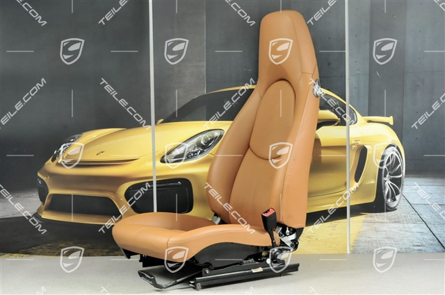 Seat, manual adjustable, leather, Natural Brown, R