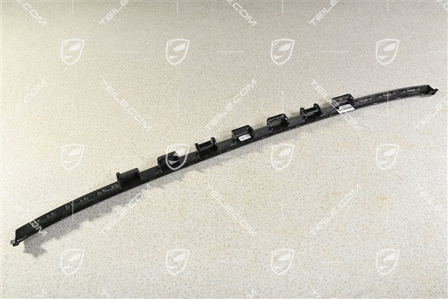 Trim, upper / rear, Porsche logo, black matte