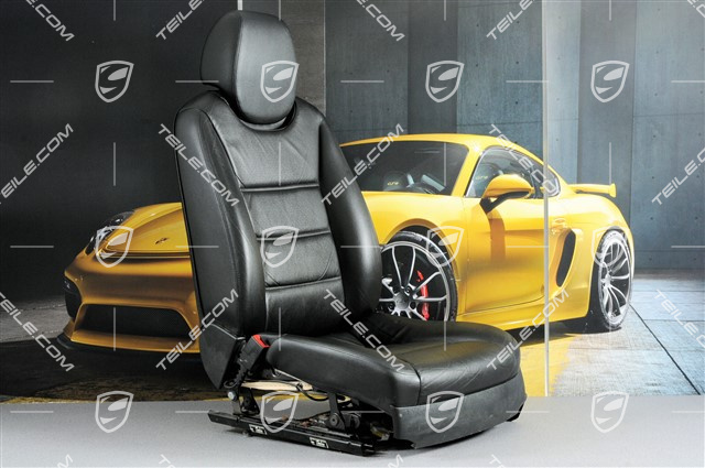 Seat, el. adjustable, memory, lumbar, ruffled leather, black, L