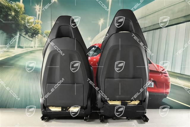 Seats, el. adjustment, Porsche logo, leather, Black, set (L+R)