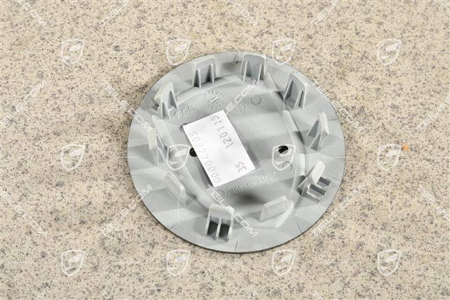 Hub cap, convex, crest black-white, black satin mat