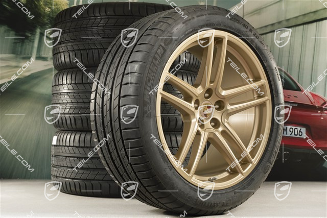 20-inch Turbo summer wheels set, rims 9J x 20 ET26 + 10J x 20 ET19 + Michelin summer tyres 265/45 R20 + 295/40 R20, Aurum, with TPMS
