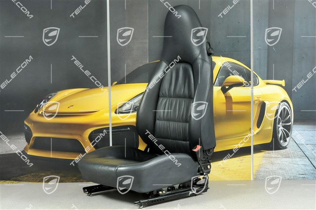 Seat, el adjustable, leather, Metropole blue, Draped, Porsche crest, R