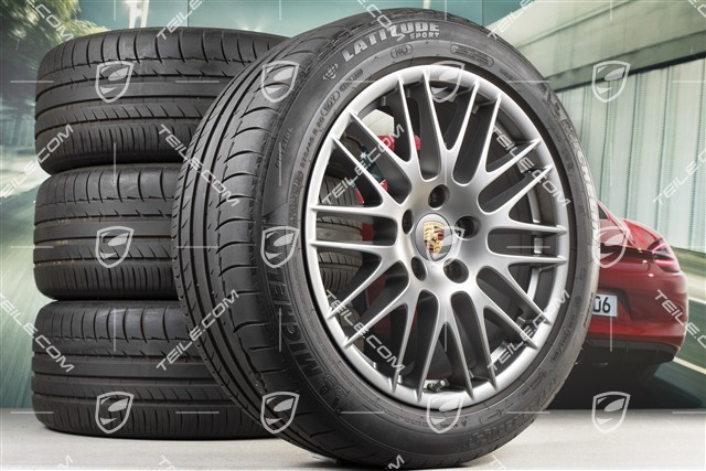 20-inch RS Spyder Design summer wheel set, 4 wheels 9,5J x 20 ET 47 + 4 tyres 275/45 R 20 110 Y XL, platinum, with TPMS