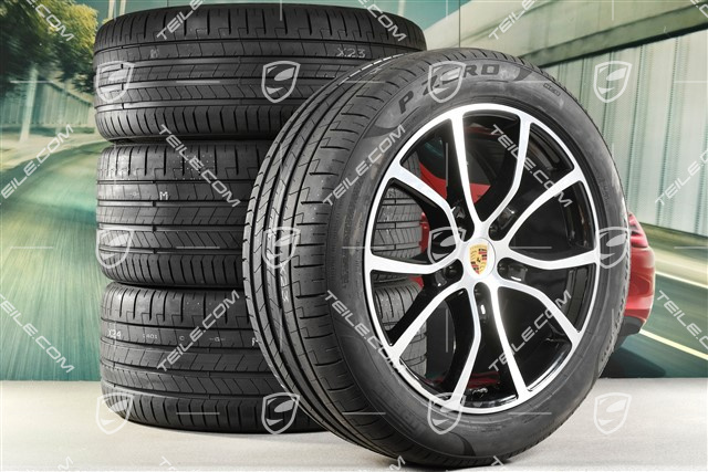 21-inch Cayenne Exclusive Design summer wheel set, rims 9,5J x 21 ET46 + 11,0J x 21 ET58 + Pirelli P Zero summer tyres 285/45 R21 + 315/40 R21, with TPMS