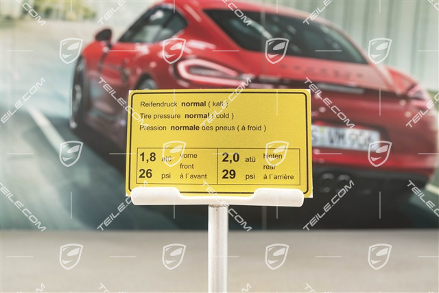 Sticker / badge, Tyre pressure
