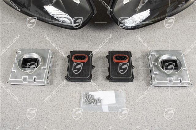 LED headlights, black, set, L+R