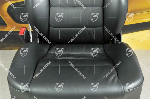 Sitz, el einstellbar, Lordosenstuetze, Leder, Schwarz, Raffleder, L