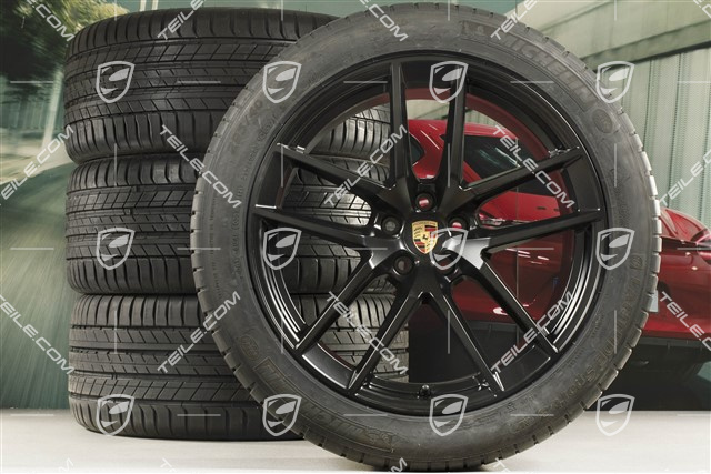 20-inch "Macan S" summer wheels set, rims 9J x 20 ET26 + 10J x 20 ET19 + Michelin summer tyres 265/45 R20 + 295/40 R20, Black satin mat, with TPMS