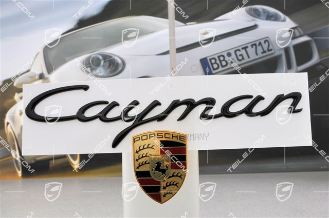 "Cayman" logo, lacquered, black (Cayman R) "Cayman" logo, lacquered, black (Cayman R)