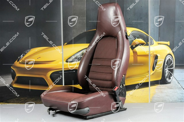 Sitz, manual einstellbar, Kunstleder Mittelbahn Porsche-Schriftzugstoff, Weinrot, R