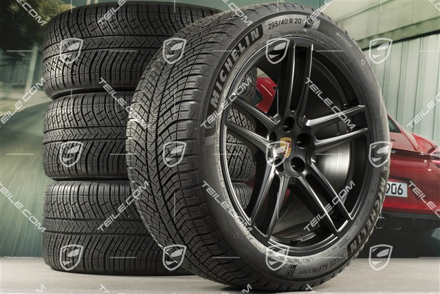 20-inch "Macan Turbo" winter wheels set, rims 9J x 20 ET26 + 10J x 20 ET19 + NEW Michelin Latitude Alpin 5, 265/45 R20 + 295/40 R20, black satin mat, with TPMS