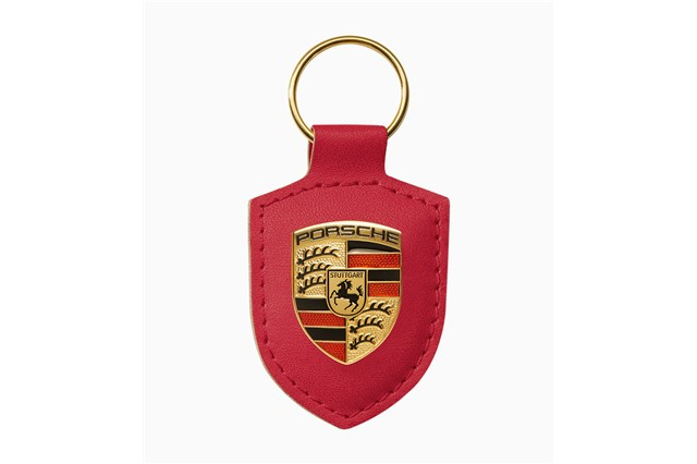 Porsche crest keyring, red Porsche crest keyring, red