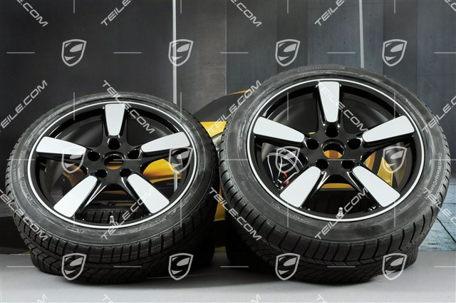 19" winter wheel set Cayman S, 8J x 19 ET57 + 9,5J x 19 ET45, winter tyres Continental WinterContact TS 830P 235/40 R19 + 265/40 R19, without TPMS, SportClassic Exclusive Design