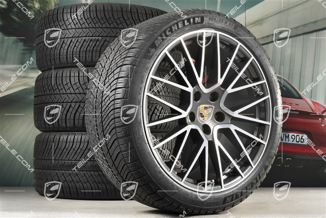 21-inch Cayenne RS Spyder winter wheel set, rims 9,5J x 21 ET46 + 11,0J x 21 ET58 + Michelin winter tyres 275/40 R21 + 305/35 R21, with TPMS, Titanium