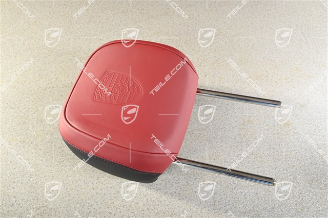 Headrest with crest,  Black / Bordeaux Red, L=R