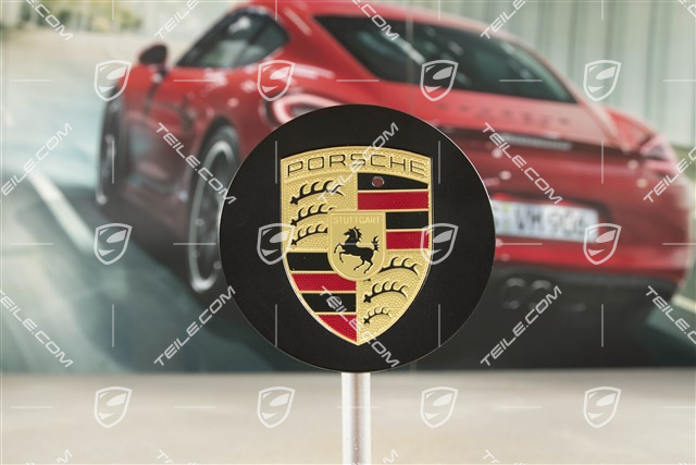 Center cap, concave,  coloured crest, black satin mat