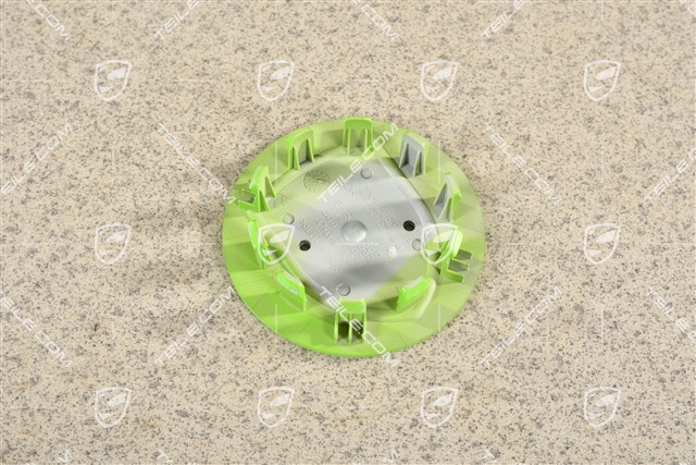 Hub cap, convex, crest coloured, Lizard green