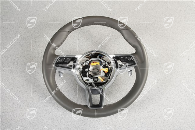 Multifunction steering wheel, 3-spoke, heated, Leather, Agate grey
