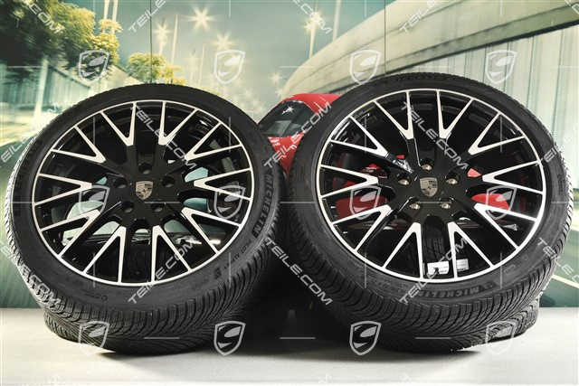 21-inch Panamera Exclusive Design Winter wheel set, wheel rims 9,5J x 21 ET71 + 10,5J x 21 ET71 + NEW Michelin Pilot Alpin 5 winter tyres 275/35 R21 + 315/30 R21, black high gloss