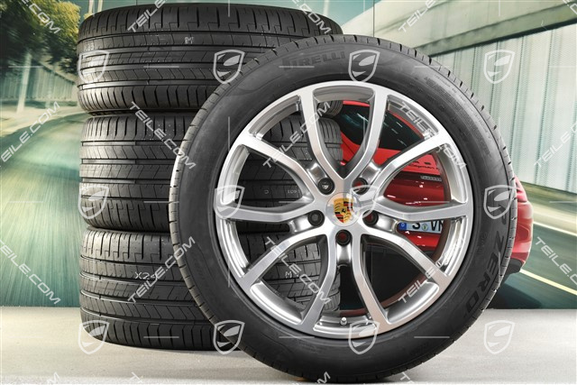 21-inch Cayenne Exclusive Design summer wheel set, rims 9,5J x 21 ET46 + 11,0J x 21 ET58 + Pirelli P Zero summer tyres 285/45 R21 + 315/40 R21, with TPMS