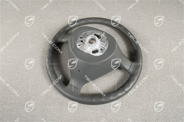 3-spoke steering wheel, Stone grey, leather