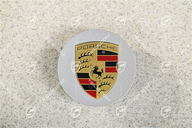 Hub cap, concave, crest coloured, GT-Silver metallic