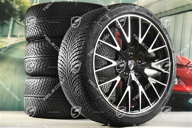 21-inch Panamera Exclusive Design Winter wheel set, wheel rims 9,5J x 21 ET71 + 10,5J x 21 ET71 + NEW Michelin Pilot Alpin 5 winter tyres 275/35 R21 + 315/30 R21, black high gloss