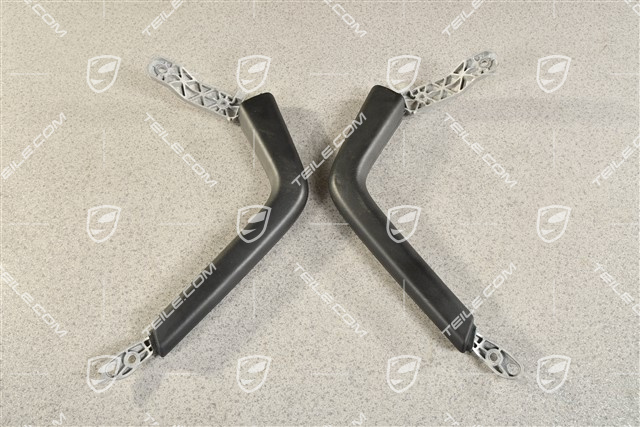 Grab handle set, centre console, Leather, Black, L+R