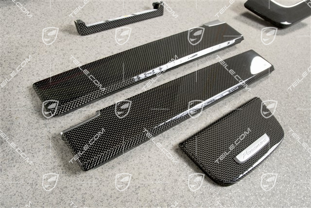 Dashboard, centre console and doors trim moulding set/kit, CARBON
