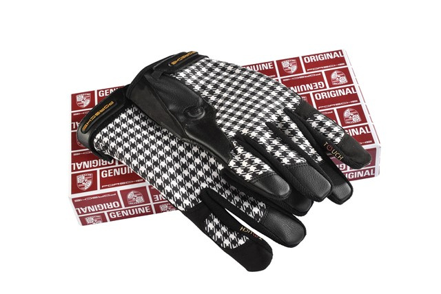 Porsche Classic Assembly gloves, Pepita / houndstooth, black, size 11