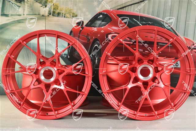 20"+21" GT3RS komplet felg, felgi 10J x 20 ET45 + 13J x 21 ET31, czerwone Pyrored