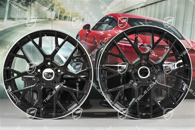 20+21-inch wheel rim set RS Spyder, rims: front 8,5J x 20 ET53 + rear 11,J x 21 ET67, black high gloss